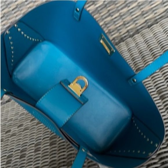 Michael Kors Manhattan Large Tote Leather Color Lagoon - Picture 7 of 16